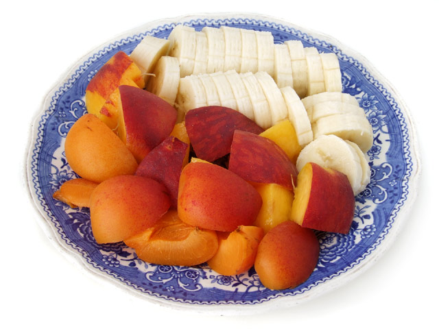 Obst – Banane, Pfirsich und Aprikosen