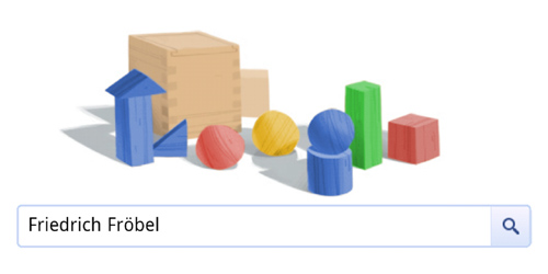 Friedrich Fröbel Doodle mit bunten Google-Buchstaben