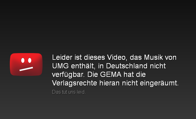 YouTube - In Deutschland nicht verfügbar (GEMA)