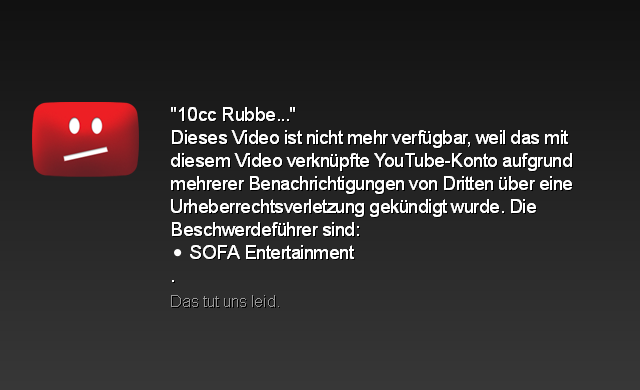 YouTube - Konto gekündigt (Urheberrechtsverletzung)