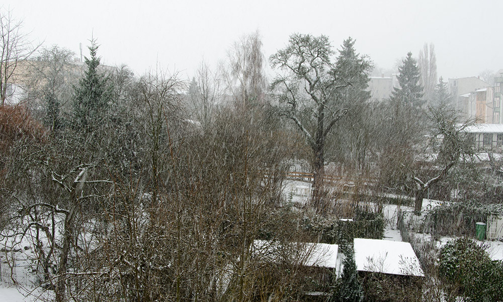 Winter 2013 - Hinterhof mit Schneegestöber