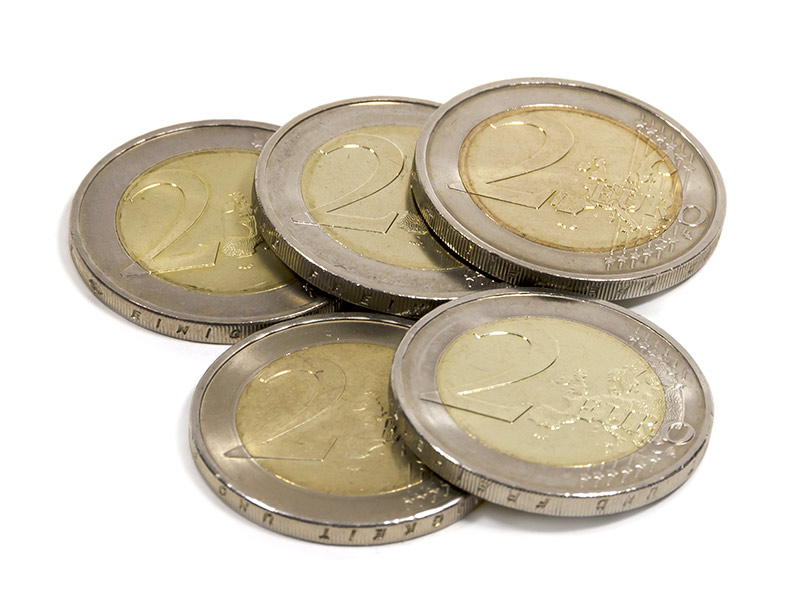 Fünf 2-Euro Münzen